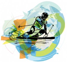 创意双板滑雪人物设计矢量素材