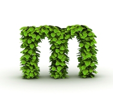 绿色叶子字母M设计素材