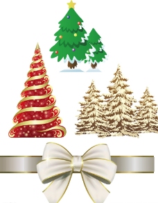 圣诞节金色圣诞树蝴蝶结图片