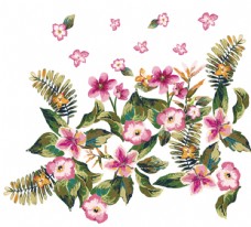 绣花热带雨林植物数码印花图片