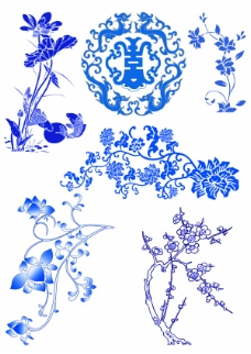 茶青花瓷花纹高清素材