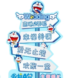哆啦A梦主题婚礼路引指示牌图片