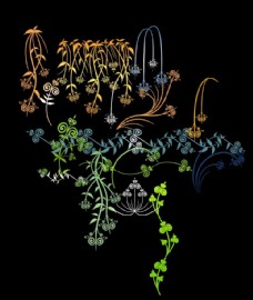 植物图案花纹漂亮的手绘式植物花纹图案枝条纹饰柳条图案Photoshop笔刷