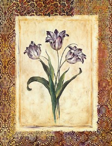 紫色艺术字复古紫罗兰油画