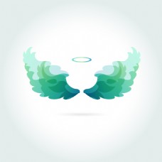 绿色天使光环和翅膀
