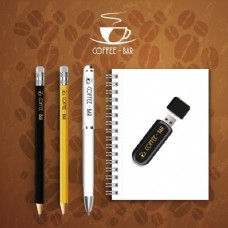 咖啡杯咖啡馆文具标识集