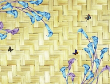 3D竹编马蹄莲背景墙
