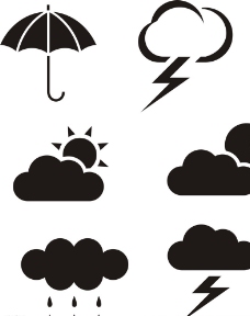 时尚线条雷电天气素材雨伞图片