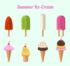 各种美味冰淇淋扁平设计