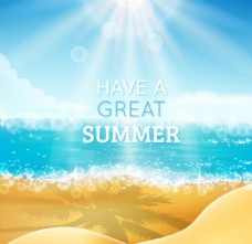 度假水彩夏季沙滩插画背景