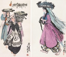 民族维吾尔族妇女国画