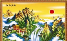 中国风山水风景中堂画国画0112