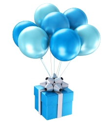 其他生物蓝色气球与礼物图片素材