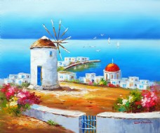 地中海油画风景