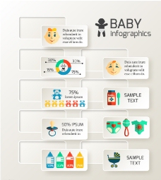 创意婴儿贴纸信息图矢量图片