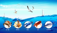 PPT模版海产品海报图片