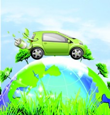 背景图片下载绿色新能源汽车cdr高清下载