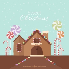 甜美的圣诞姜饼屋的背景