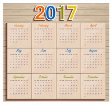 2017年纸木日历模板