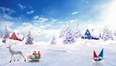 圣诞节海报雪景素材