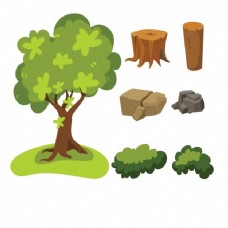 树木树石头树叶和树根