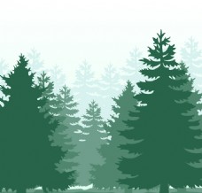 绿树绿色森林剪影