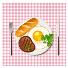 牛肉鸡蛋和面包早餐