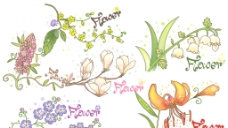 小清新水彩手绘花卉矢量素材图片