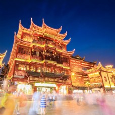夜晚的中国古代建筑
