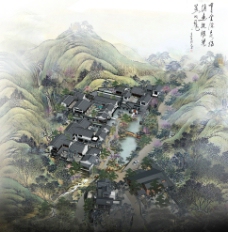 中式别墅合成图图片