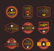 咖啡杯咖啡标签矢量素材图片