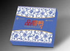 牡丹青花瓷图案月饼包装矢量素材