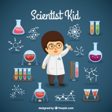 科学实验科学家男孩与实验对象