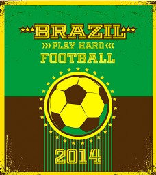 黄色背景复古世界杯足球海报