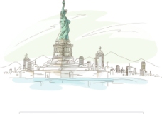 纽约风景纽约城市风景矢量插画图片
