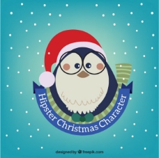 圣诞节时髦的圣诞企鹅图