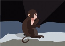 猴年猴子简洁扁平化海报元素