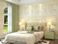 枫叶墙纸 床头卧室背景效果图图片