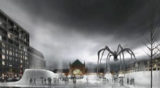 城市广场雨景效果图图片