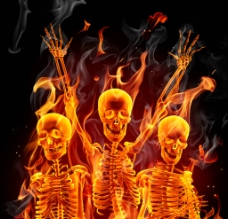 火焰人物骷髅头抽象燃烧遗骸图片