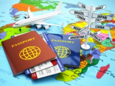 出国护照签证护照等旅游元素高清图片