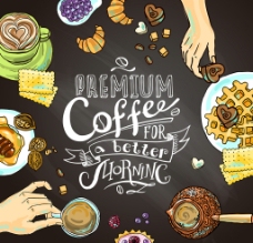 美味晨间咖啡插画图片