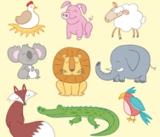 9款卡通笑脸动物矢量素材图片