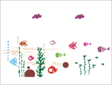 海底世界各种小鱼矢量图