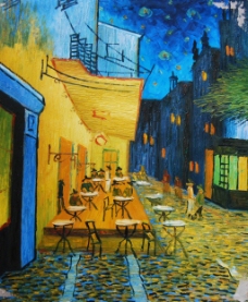 高兴街头小巷餐厅外景风格抽象油画