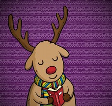 书本圣诞节读书的驯鹿图片