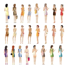 女性时尚24款时尚女性设计矢量素材