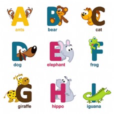 儿童卡通动物字母