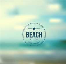 沙滩夏季模糊背景海报