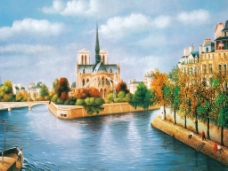 西欧现代水城风情油画